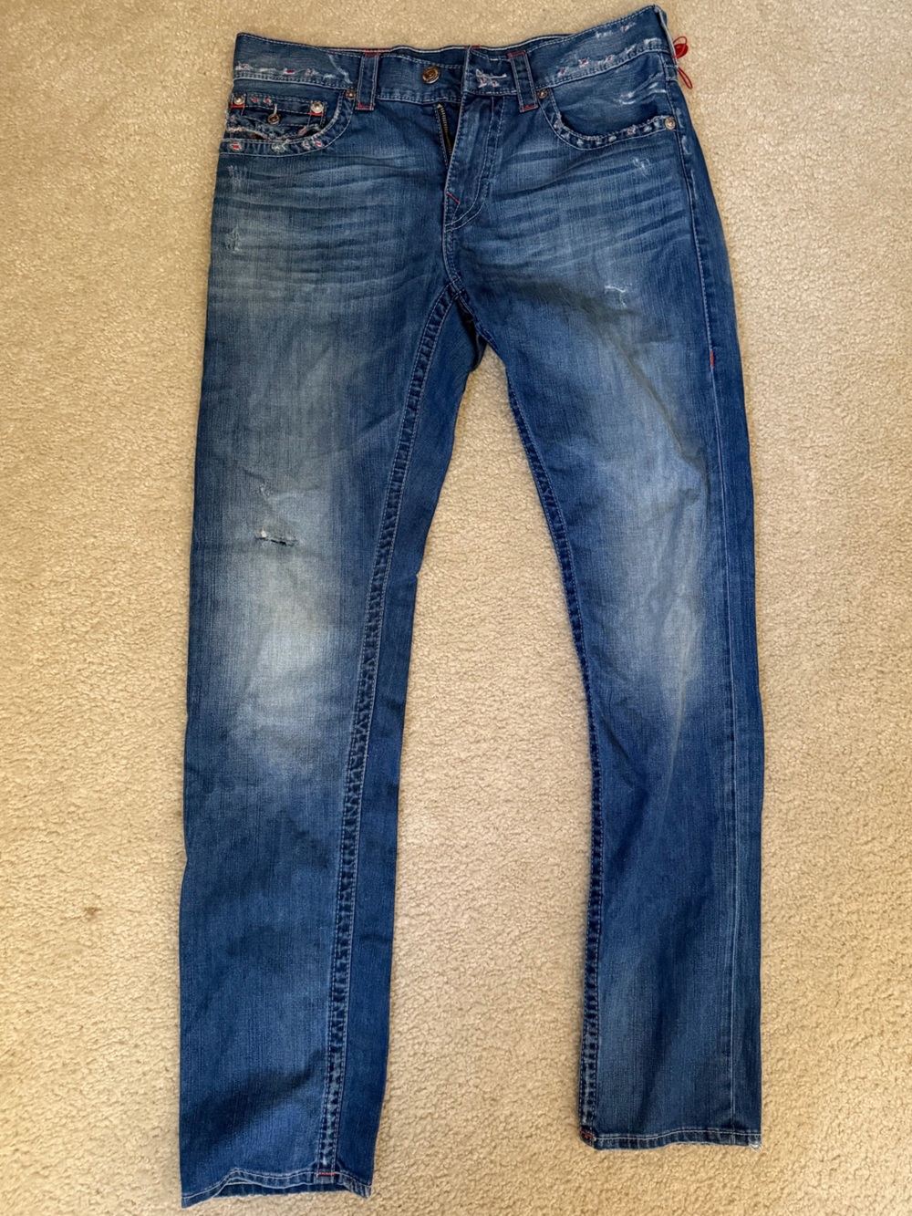 True Religion Men’s Distressed Blue Skinny Jeans